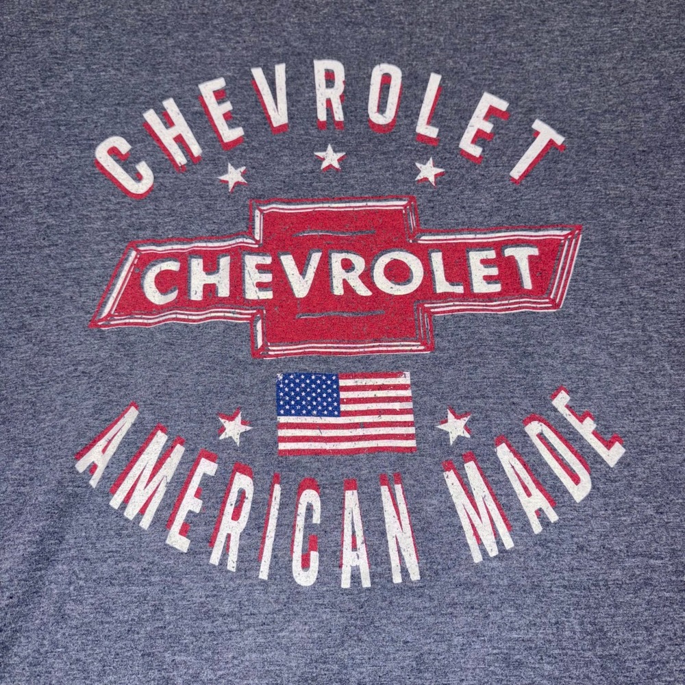 Graphic Short Sleeve T-Shirt American Made‎ Men 2XL Gray Chevrolet